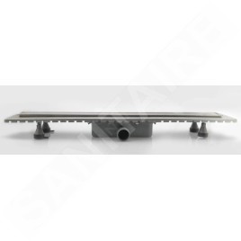 Sapho Omp Tea Esseflow - Caniveau de douche en inox Spring avec grille, pose libre, 1010x60x80 mm, pour espace, inox 6963.401.8