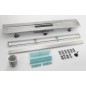 Sapho Omp Tea Esseflow - Caniveau de douche en inox Spring avec grille, pose libre, 1010x60x80 mm, pour espace, inox 6963.401.8
