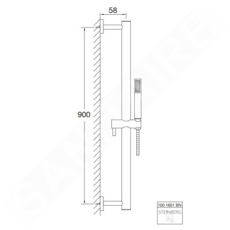 Steinberg 100 - Set de pommeau de douche, barre et flexible, nickel brossé 100 1601 BN