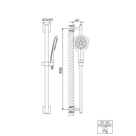 Steinberg 120 - Set de douchette à main, barre et flexible, chrome 120 1621