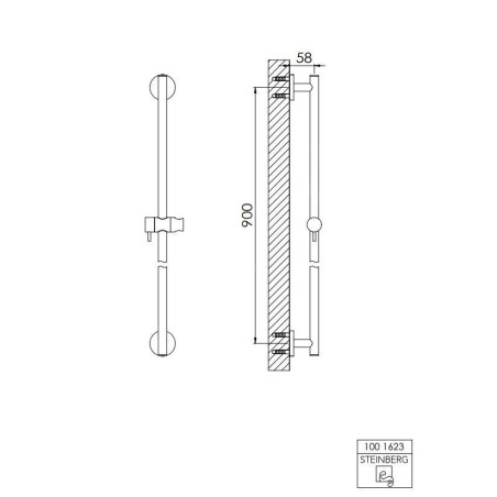 Steinberg 100 - Barre de douche, 900 mm, noir 100 1623 S