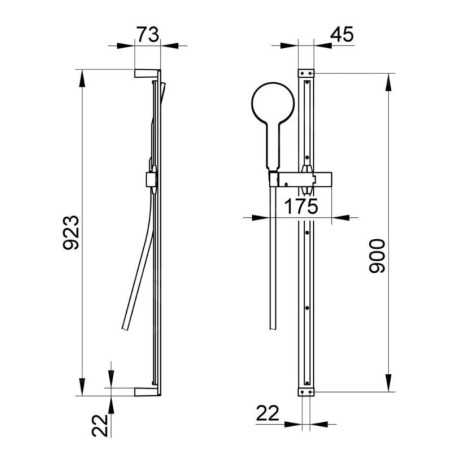Keuco Edition 11 - Set de pommeau de douche, barre et flexible, nickel brossé 51187050000