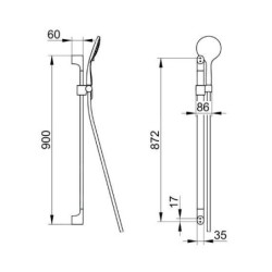 Keuco Edition 400 - Set de pommeau de douche, barre et flexible, 3 jets, bronze brossé 51587030000