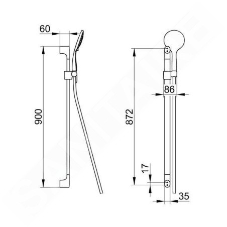 Keuco Edition 400 - Set de pommeau de douche, barre et flexible, 3 jets, nickel brossé 51587050000