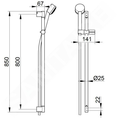 Keuco Plan blue - Set de douchette à main, barre et flexible, chrome 53987010000