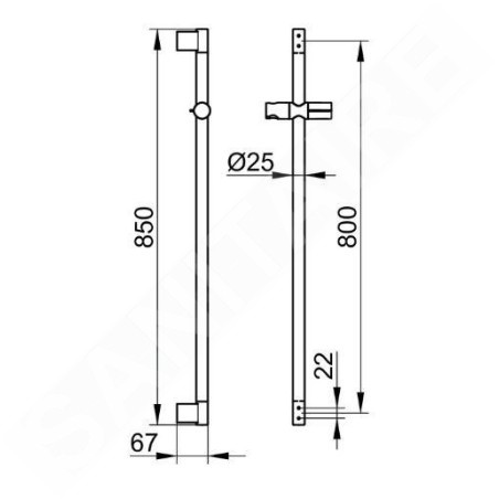 Keuco Plan - Barre de douche 85 cm, chrome 54985010800