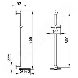 Keuco IXMO - Barre de douche 86 cm, avec étagère, chrome/blanc 59585010921
