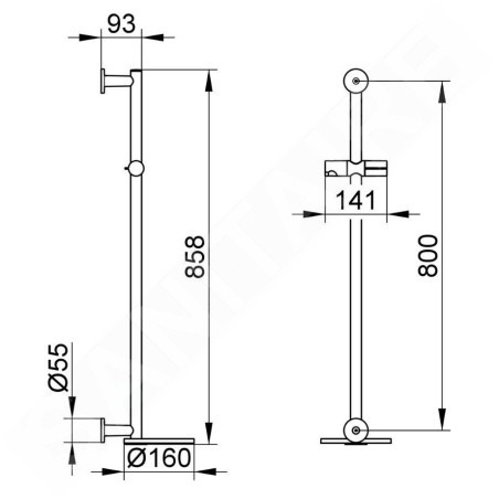 Keuco IXMO - Barre de douche 86 cm, avec étagère, chrome/blanc 59585010921