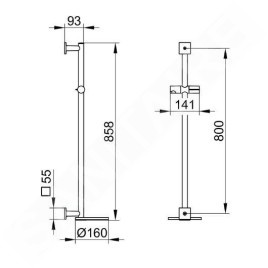 Keuco IXMO - Barre de douche 86 cm, avec étagère, chrome/blanc 59585010922