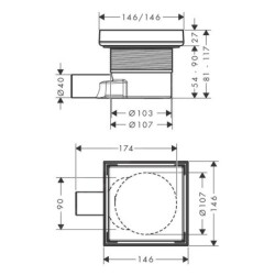 Hansgrohe RainDrain Point - Bonde de sol, 15 x 15 cm, inox brossé 56249800
