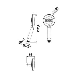 Jika Mio Style - Pommeau de douche, 3 jets, noir mat H3612F27163511