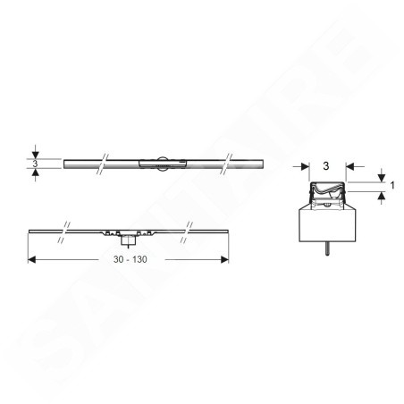 Geberit CleanLine - Caniveau de douche 30-130 cm, chrome noir brossé 154.447.QC.1