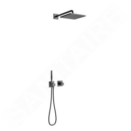 Keuco IXMO - Set de douche avec thermostat à encastrer, 25 x 25 cm, noir mat 59602370002