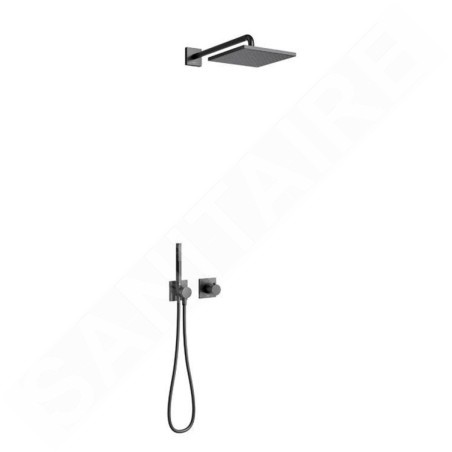 Keuco IXMO - Set de douche avec thermostat à encastrer, 25 x 25 cm, noir mat 59602370002