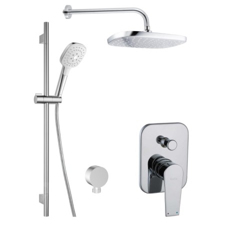 kielle Harmonia - Set de douche avec mitigeur encastré, 2 sorties, avec accessoires et corps d’encastrement, chrome 20623SP10