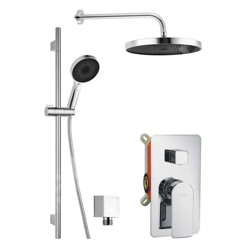 kielle Vega - Set de douche avec mitigeur encastré, 2 sorties, avec accessoires et corps d’encastrement, chrome 20618SP20 kielle Vega - Set de douche avec mitigeur encastré, 2 sorties, avec accessoires et corps d’encastrement, chrome 20618SP20