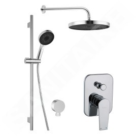 kielle Harmonia - Set de douche avec mitigeur encastré, 2 sorties, avec accessoires et corps d’encastrement, chrome 20623SP20