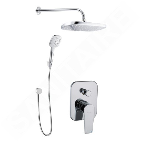 kielle Harmonia - Set de douche avec mitigeur encastré, 2 sorties, avec accessoires et corps d’encastrement, chrome 20623SP30