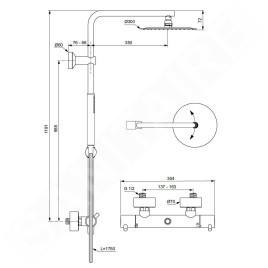 Ideal Standard CeraTherm - Set de douche avec thermostat, diamètre 30 cm, acier A7589GN