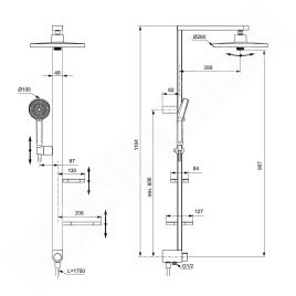 Ideal Standard ALU+ - Set de douche sans mitigeur, diamètre 26 cm, 2 jets, noir soyeux BD585XG