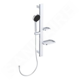 Ideal Standard ALU+ - Set de pommeau de douche, barre et flexible, 2 jets, argenté BD586SI