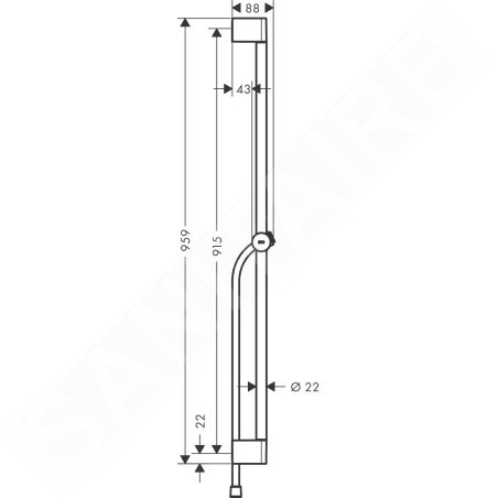 Hansgrohe Unica - Barre de douche 96 mm, avec flexible, noir mat 24401670