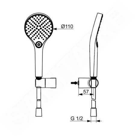Hansa Viva - Set de pommeau de douche, support et flexible, 3 jets, chrome 44170220
