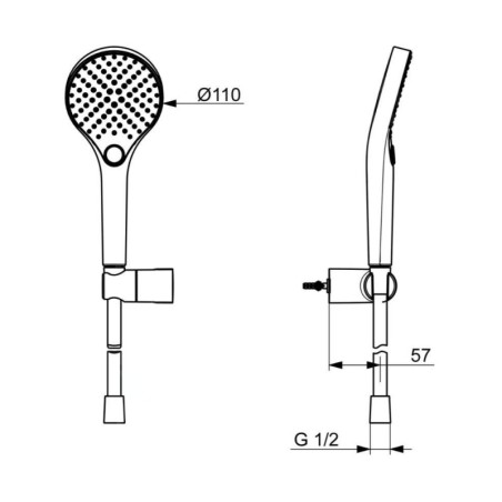Hansa Viva - Set pomme de douche, support et flexible, 3 jets, noir mat 4417022033