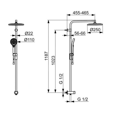 Hansa Viva - Set de douche sans mitigeur, diamètre 25 cm, 3 jets, chrome 44190300