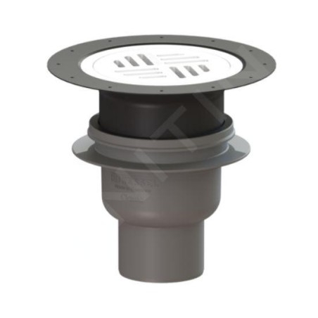 Kessel Siphons salle d'eau - Vidage de sol, avec grille, diamètre 20 cm, blanc/plastique 40270.30