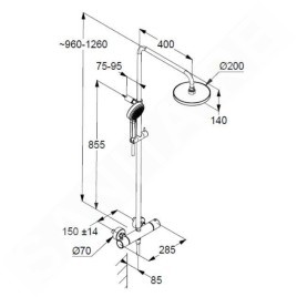 Kludi Dive - Set de douche avec thermostat, diamètre 20 cm, 3 jets, chrome 6807905-00