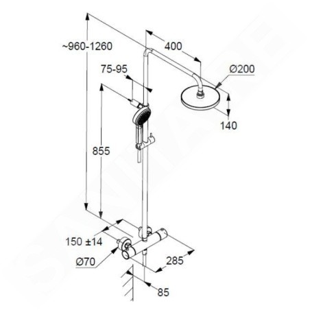 Kludi Dive - Set de douche avec thermostat, diamètre 20 cm, 3 jets, chrome 6807905-00