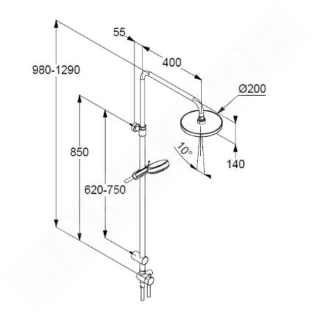 Kludi Dive - Set de douche sans mitigeur, diamètre 20 cm, 3 jets, chrome 6808005-00