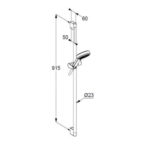 Kludi Dive - Set pommeau de douche, barre et flexible, 3 jets, chrome 6893005-00