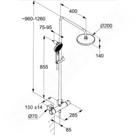 Kludi Dive - Set de douche avec thermostat, diamètre 20 cm, 3 jets, chrome 6907905-00