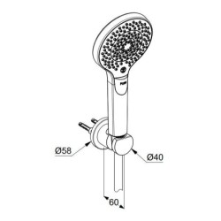 Kludi Dive - Set de pommeau de douche, support et flexible, 3 jets, chrome 6995005-00