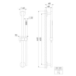 Steinberg 340 - Set de pommeau de douche, barre et flexible, noir 340 1600 S