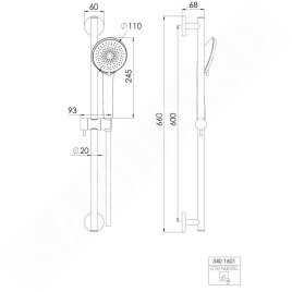 Steinberg 340 - Set de pommeau de douche, barre et flexible, 3 jets, chrome 340 1601