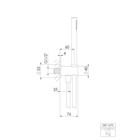 Steinberg 340 - Set de pommeau de douche, support et flexible, noir 340 1670 S