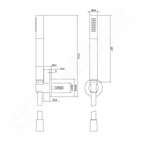 Cersanit Inverto - Set de pommeau de douche, support et flexible, chrome S951-398