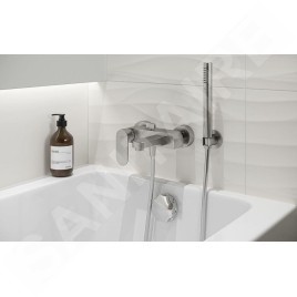 Cersanit Inverto - Set de pommeau de douche, support et flexible, nickel S951-401
