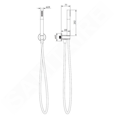 Cersanit Inverto - Set de pommeau de douche, support et flexible, noir S951-709