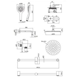 Cersanit Moduo - Set de douche avec mitigeur encastré, avec corps d’encastrement, diamètre 25 cm, 3 jets, chrome S952-011