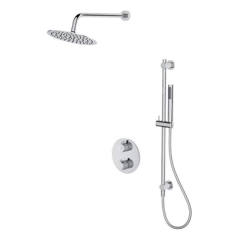 Cersanit Zen - Set de douche avec thermostat encastré, avec corps d’encastrement, diamètre 25 cm, chrome S952-032