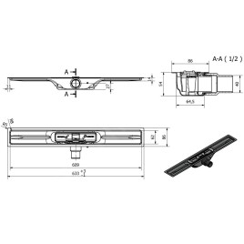 I-Drain Linear 54 - Receveur de douche en acier inoxydable PRO SS Linear, longueur 600 mm, avec étanchéité IP4M06001X1