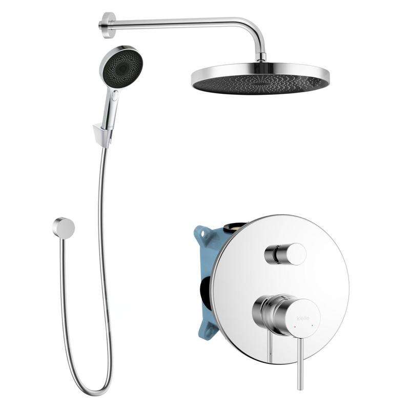 kielle Oudee - Set de douche avec mitigeur encastré, 2 sorties, avec accessoires et corps d’encastrement, chrome 20602SP20 kielle Oudee - Set de douche avec mitigeur encastré, 2 sorties, avec accessoires et corps d’encastrement, chrome 20602SP20