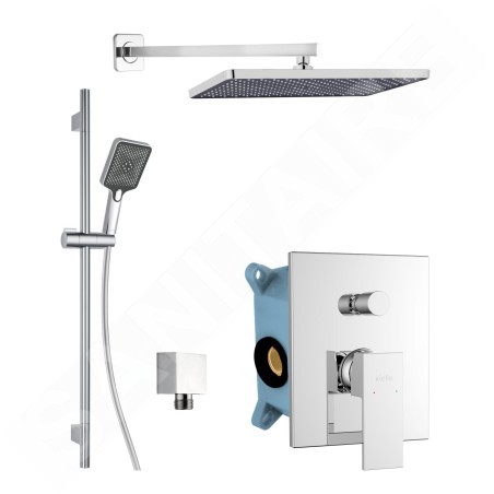 kielle Arkas I - Set de douche avec mitigeur encastré, 2 sorties, avec accessoires et corps d’encastrement, chrome 20611SP10