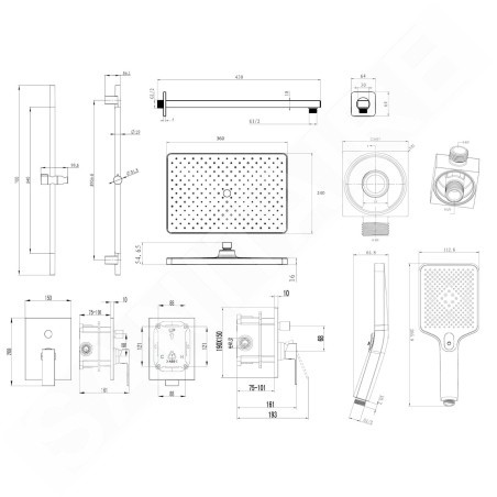 kielle Arkas I - Set de douche avec mitigeur encastré, 2 sorties, avec accessoires et corps d’encastrement, chrome 20611SP10