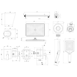 kielle Arkas I - Set de douche avec mitigeur encastré, 2 sorties, avec accessoires et corps d’encastrement, chrome 20611SP20