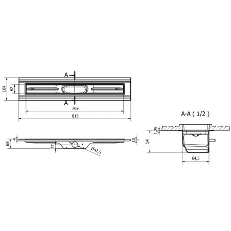 I-Drain Liquid 68 - Caniveau de douche en inox avec grille, longueur 700 mm, béton foncé EP.SS.0700.D